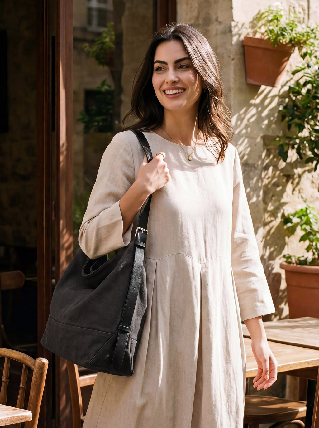 Large Canvas Tote Shoulder Bag Slouchy Relaxed Fit Hobo Bag