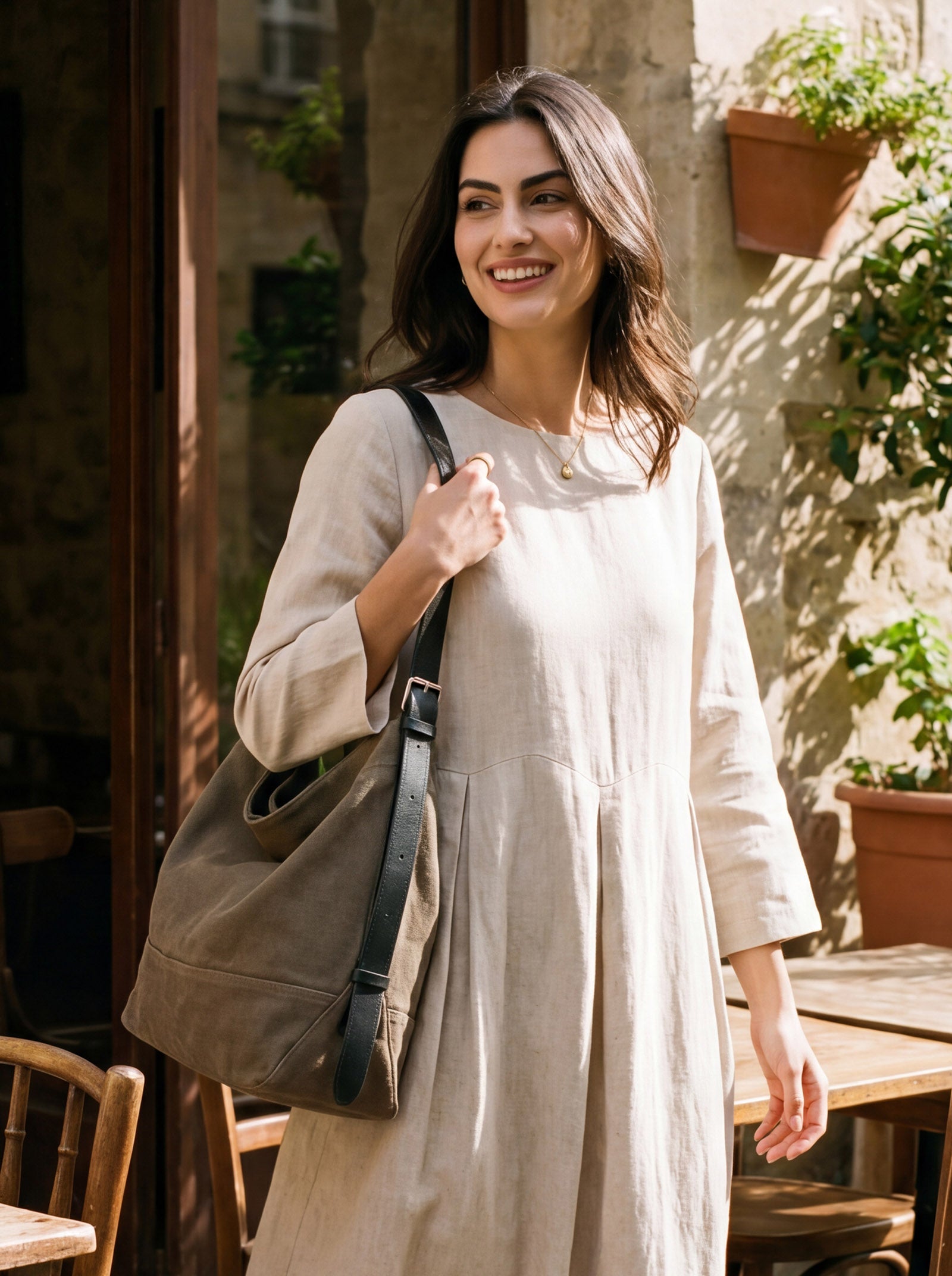 Large Canvas Tote Shoulder Bag Slouchy Relaxed Fit Hobo Bag