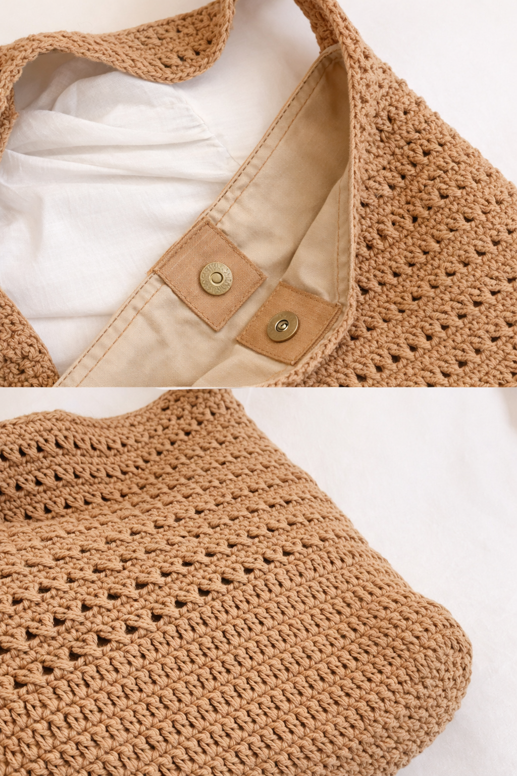 Woven Crochet Tote Bag Large Capacity Lightweight Shoulder Beach Bag