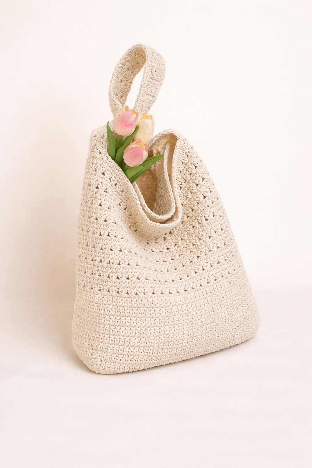 Woven Crochet Tote Bag Large Capacity Lightweight Shoulder Beach Bag